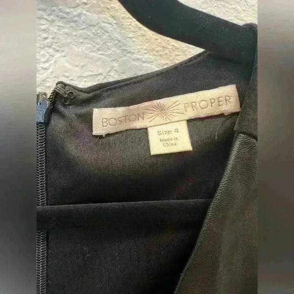 Boston Proper black sleeveless faux leather top dress. Size 4 - Picture 4 of 5